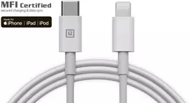 Kabelis REAL-EL MFI PD USB C tipo - Lightning TPE baltas 2m, TPE