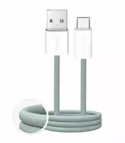 Puro Fabrik 2.0 10W USB-A – USB-C Braided Kabelis 1.5m – žalios spalvos