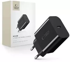 „Tech-Protect NC20W USB-C“ 1 prievado PD20W sieninis įkroviklis - Juodas