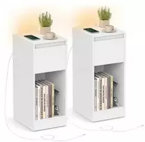 Songmics Naktinis staliukas, 30x25x59,5 cm, baltas