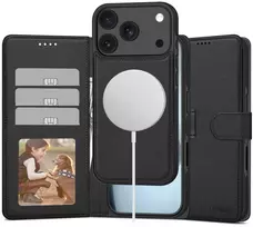 „Tech-Protect“ piniginės formos „MagSafe“ dėklas, skirtas „iPhone 17 Pro Max“ – matinis juodas