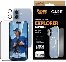 „Panzer Glass CARE by PanzerGlass Flagship Explorer 3in1“ dėklas + stiklas + objektyvas, skirtas „iPhone 17“