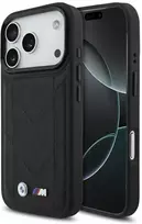 Dėklas BMW M Quilted Logo MagSafe Apple iPhone 17 Pro juodos spalvos