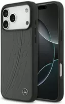 Dėklas Mercedes Leather Large Laurel Leave MagSafe Apple iPhone 17 Pro Max antracito