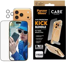 Panzer Glass „CARE by PanzerGlass Feature Kick 3in1“ dėklas + stiklas + objektyvo apsaugos rinkinys, skirtas „iPhone 17 Pro“