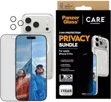 Panzer Glass „CARE by PanzerGlass“ flagmaninis „Privacy 3-in-1“ dėklas + privatumo stiklas + objektyvas, skirtas „iPhone 17 Pro“