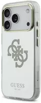Guess PC/TPU Mirror 4G Glitter Logo MagSafe dėklas skirtas Apple iPhone 17 Pro Gold