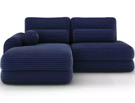 Ripeli Corner Sofa Bed with Storage, Dark Blue Velvet, Left-Hand Facing, Modern, Dark Blue
