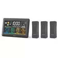 „Sencor SWS 6300“ meteorologinė stotelė, juoda / spalvotas LCD ekranas / 3 belaidžiai jutikliai