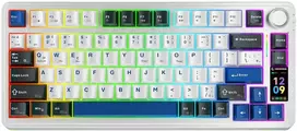 Klaviatūra žaidimams Rampage Quell Pro Leobog Star Vector belaidė mechaninė su pašvietimu balta