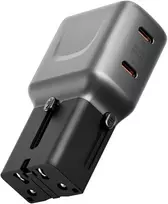 Laidinis įkroviklis Energea TravelGo Adapteris 45 2xUSB-C 45W grafito-juodos spalvos