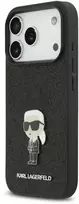 Karl Lagerfeld Fixed Glitter Metal Ikonik dėklas skirtas Apple iPhone 17 Pro juodos spalvos
