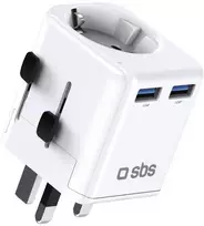 SBS universal travel adapter – EU 2xUSB-A – baltos spalvos