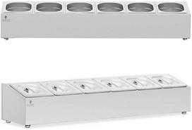 Royal Catering Vitrinos stendas maitinimo indams 6 x GN 1/6 11,4 l + konteineriai su dangteliais