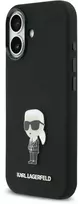 Karl Lagerfeld Liquid Silicone Metal Ikonik dėklas skirtas Apple iPhone 17 juodos spalvos