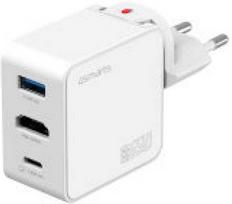 Įkroviklis podróżna 4smarts Flex adapterHub 65W GaN USB-C/USB-A/HDMI balta
