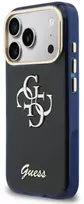 Guess IML 4G Script Metal Logo dėklas skirtas iPhone 17 Pro Max Mėlyna