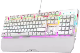 Žaidimų klaviatūra Rampage KB-R86 UMBRA. Balta. USB. RGB Rainbow pašvietimas. mėlyni mygtukai. mechaninė