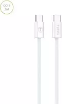 T-PHOX LAIDAS CC15 SERIJOS USB-C/USB-C 60W 3A 2M Baltas