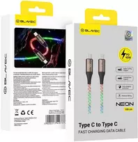 Blavec Kabelis Neon – TYP C į Typ C – PD 60W 3A 1 m. (CNE-CC3L1) su RGB
