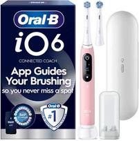 „Oral B iO6“ elektrinis dantų šepetėlis – rožinis – 2 šepetėlių galvutės, aukščiausios kokybės kelioninis dėklas