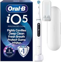 „Oral B iO5“ elektrinis dantų šepetėlis – baltas – 1 šepetėlio galvutė, aukščiausios kokybės kelioninis dėklas