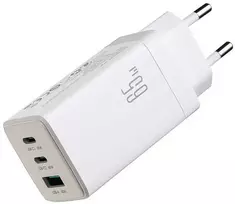 Joyroom JR-TG10 65W GaN 2x USB-C + USB-A sieninis įkroviklis su 65W USB-C - USB-C 1.2m laidu - baltas