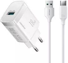 Joyroom JR-TF4 18W sieninis įkroviklis su 3A USB-A - USB-C 1m laidu - baltas