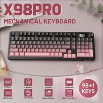 Mechaninė žaidimų klaviatūra Attack Shark X98PRO Blackberry Blueberry switch RGB - 2.4G + BT + su laidu 98 mygtukai