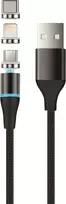 Setty magnetinis laidas DT 3in1 2,5A 1,0 m KBM-01 juodas JO