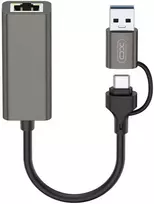 USB Ugreen XO šakotuvas HUB018 2w1 USB-USB-C - RJ45 pilka