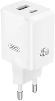 XO sieninis įkroviklis CE36 PD 45W 1x USB-C 1x USB baltas