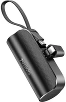 YESIDO POWERBANK YP68 5000 mAh 12W + USB-C laidas, „Lightning“ jungtis, juoda