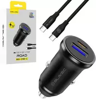 Blavec Automobilinis įkroviklis BS-01B-C Road – USB + Type C – QC 3.0 18W PD 20W su Type C į Type C kabeliu (CCBS01BCR-UCB) juodos spalvos
