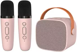 Blavec nešiojama bluetooth kolonėlė WS-07 Karaoke Party – 5W su 2 mikrofonais (WS07-2MP) rožinės spalvos