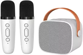 Blavec nešiojama bluetooth kolonėlė WS-07 Karaoke Party – 5W su 2 mikrofonais (WS07-2MW) baltos spalvos