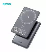 BWOO PD 20W 10000 mAh išorinė baterija su USB-C laidu ir ekranu P80, juoda