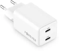 Forever TC-08-45CC GaN PD įkroviklis 2x USB-C 45W baltas