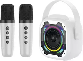 Blavec nešiojama bluetooth kolonėlė WS-08 Karaoke Idol – 8W su 2 mikrofonais (WS08-2MW) baltos spalvos