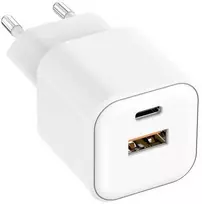 Setty sieninis įkroviklis USB-A + USB-C 20W LSGaN-AC-200 baltas
