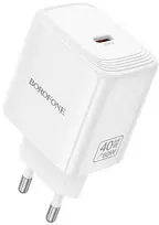 Borofone Įkroviklis jungiama į tinklą BN33 Fuente GaN Typ C – QC3.0 PD 40W baltos spalvos