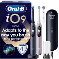 „Oral B iO9“ elektrinis dantų šepetėlis – juodas ir rožinis – 2 vnt. pakuotėje