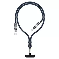 Dudao L20Max 65W 4 viename laidas su dirželiu, USB-C į USB-C su „Lightning“ ir USB-A adapteriai - Mėlyna
