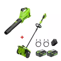 48V komplektas: sniego valytuvas-kastuvas + pūstuvas (2X4.0Ah + kroviklis), Greenworks