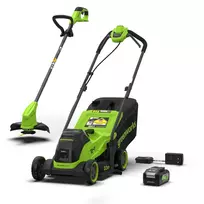 Komplektas: vejapjovė (33cm) ir žoliapjovė (25cm) 24V MTCK24B410-01 (4Ah+kroviklis), Greenworks