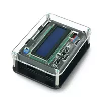 Arduino Uno dėklas su LCD klaviatūros skydu v1.1 - juodas ir skaidrus