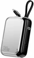 Įkroviklis „4smarts Pocket“ 10000mAh 30W su integruotu USB-C laidu, 15 cm sidabrinė