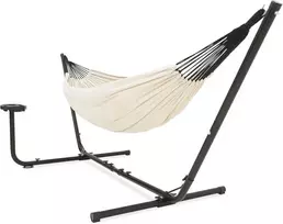 VITA5 dvigubas medvilninis hamakas su plieniniu rėmu, 210 x 140 cm, 205 kg