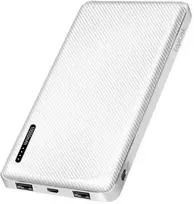 LOGILINK išorinė baterija 10 000 mAh, balta, 2x USB-A, USB-C + greito įkrovimo funkcija