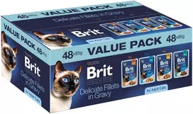 BRIT Premium by Nature Delicate fillets in gravy Box – šlapias kačių maistas – 48x85g